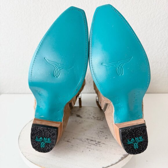 Lane LEXINGTON Knee High Womens Cowboy Boots 12 Latte Suede Western Cowgirl Tall - Picture 8 of 11